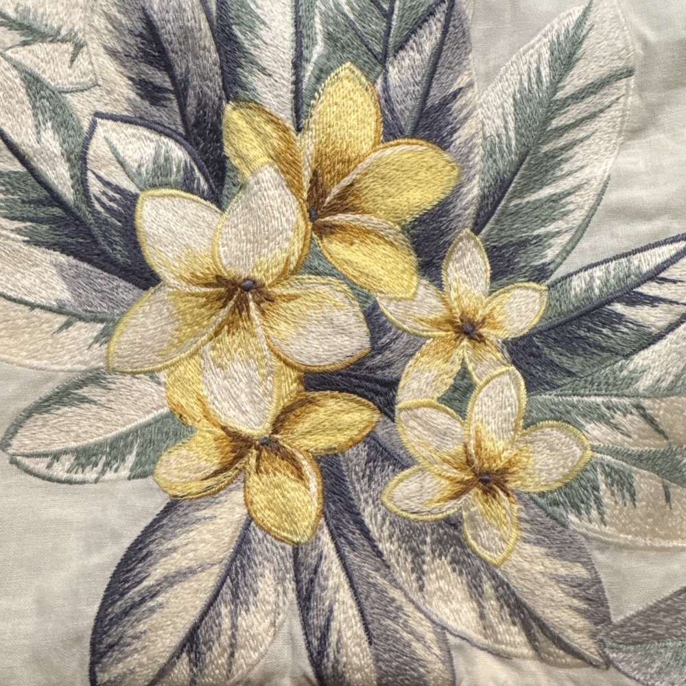 Tommy Bahama Embroidered Pillow Cover Accent Throw 15" Square Plumeria Flowers‎